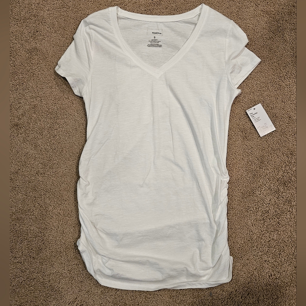 Sonoma Maternity White V-Neck Women's Top